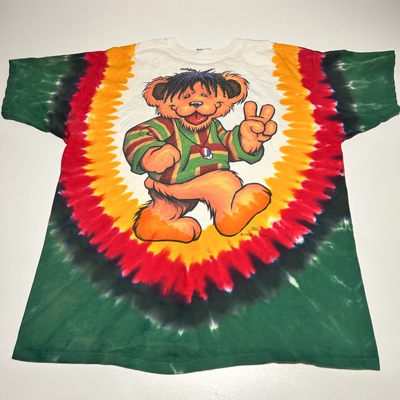 Liquid Blue Other - Vintage 1999 Grateful Dead Liquid Blue Rasta Bear Tie Dye T-Shirt XL 90s Tee